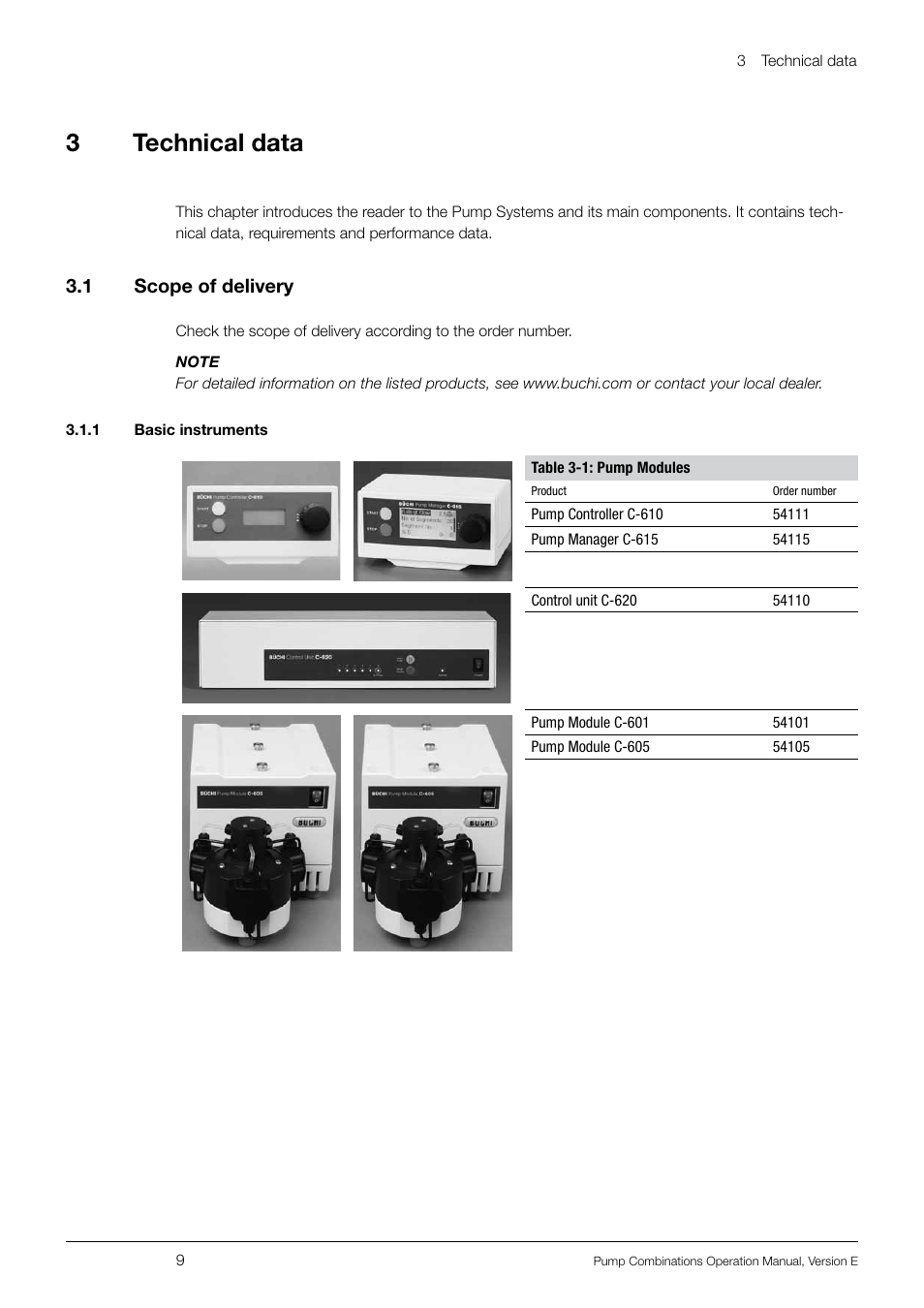 3technical data | BUCHI Pump Module C-605 User Manual | Page 9 / 50