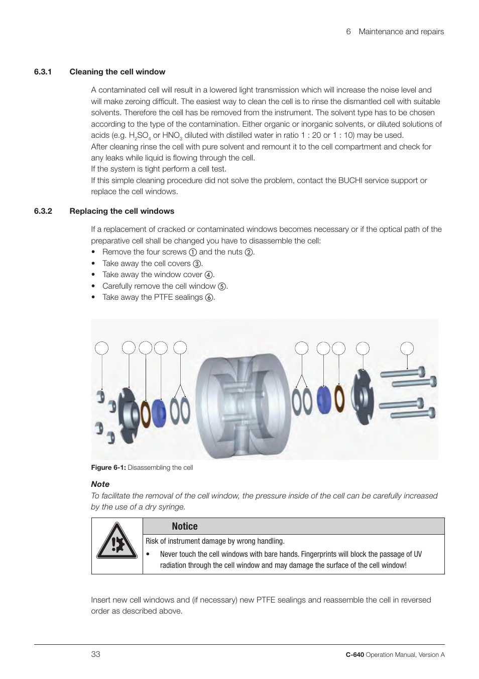 Notice | BUCHI UV-Vis Detector C-640 User Manual | Page 33 / 44