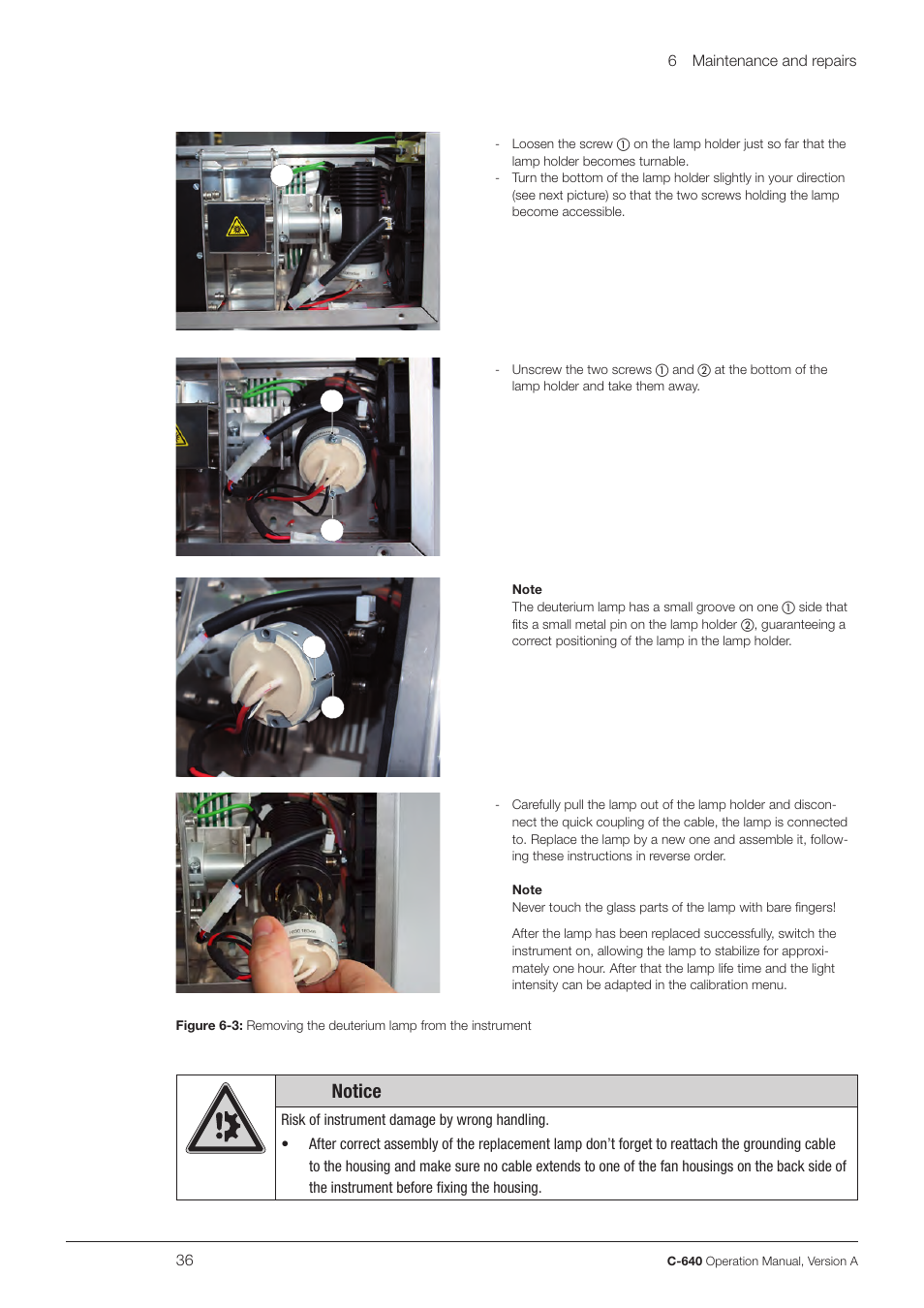 Notice | BUCHI UV-Vis Detector C-640 User Manual | Page 36 / 44