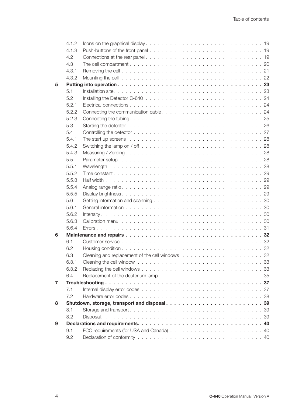 BUCHI UV-Vis Detector C-640 User Manual | Page 4 / 44