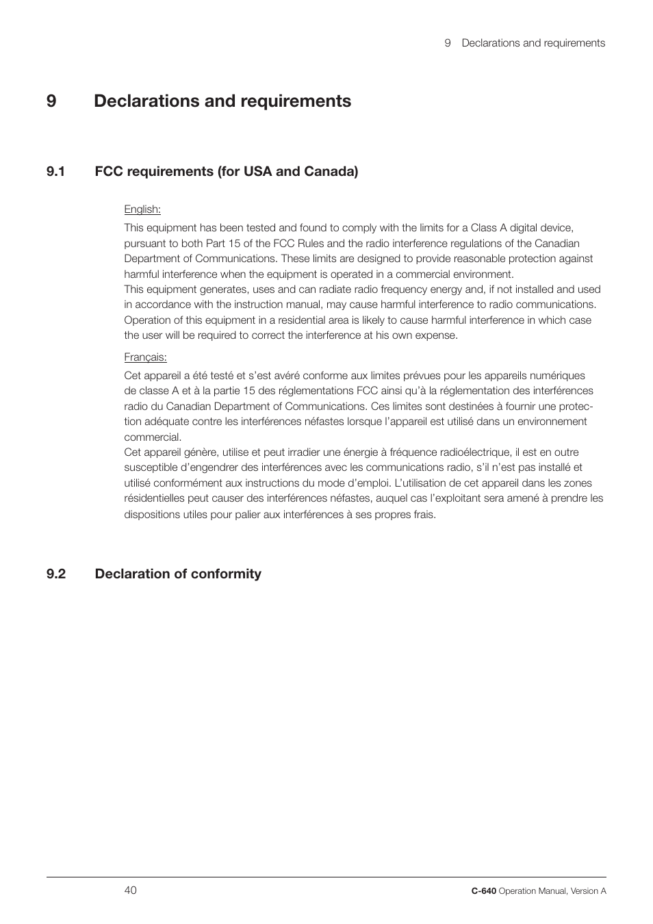 9declarations and requirements | BUCHI UV-Vis Detector C-640 User Manual | Page 40 / 44