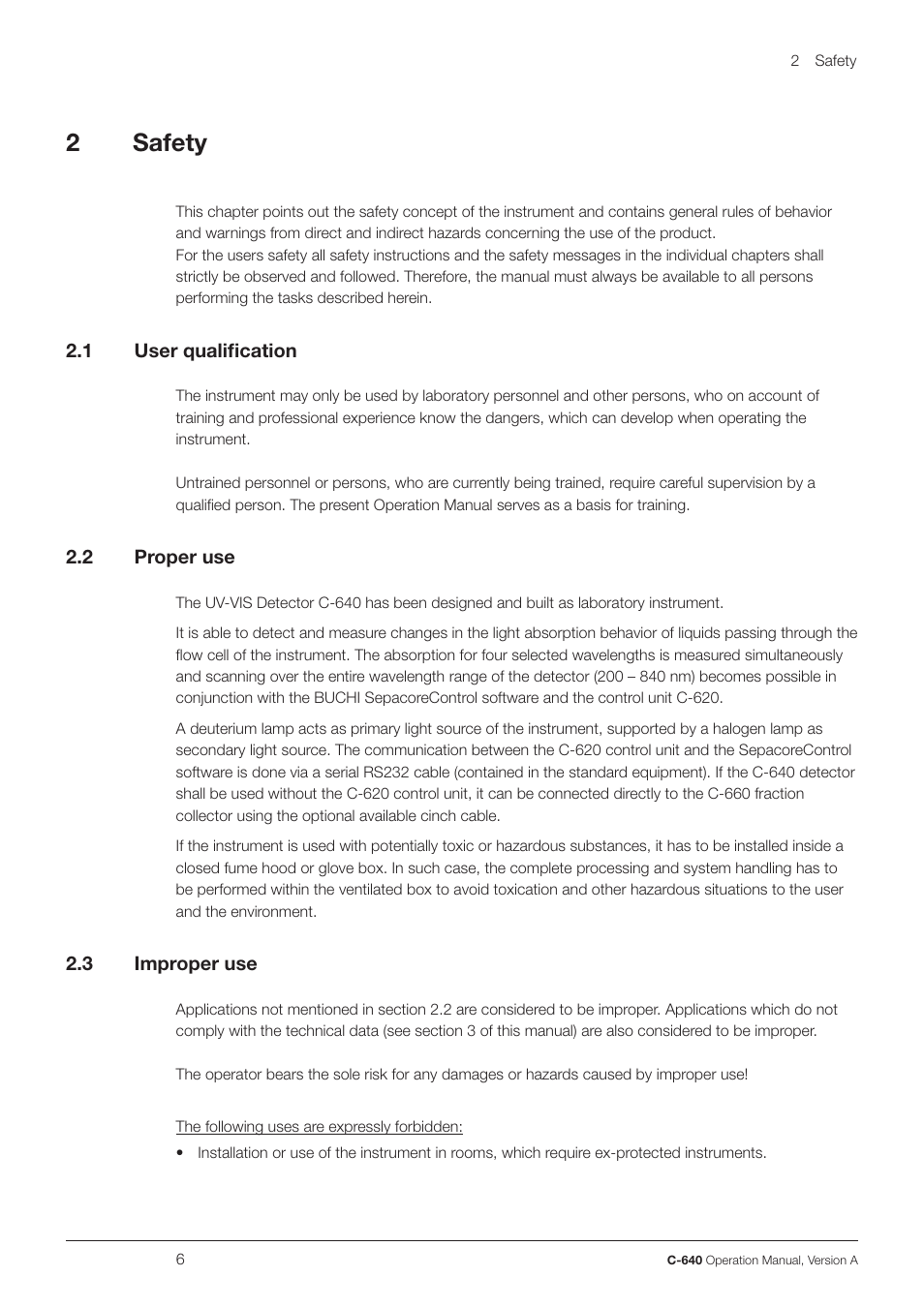2safety | BUCHI UV-Vis Detector C-640 User Manual | Page 6 / 44