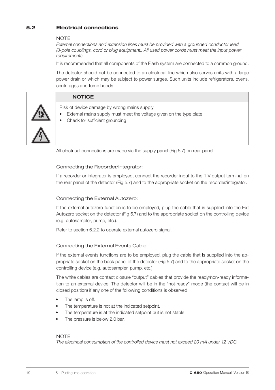 2 electrical connections | BUCHI ELS Detector C-650 User Manual | Page 19 / 56