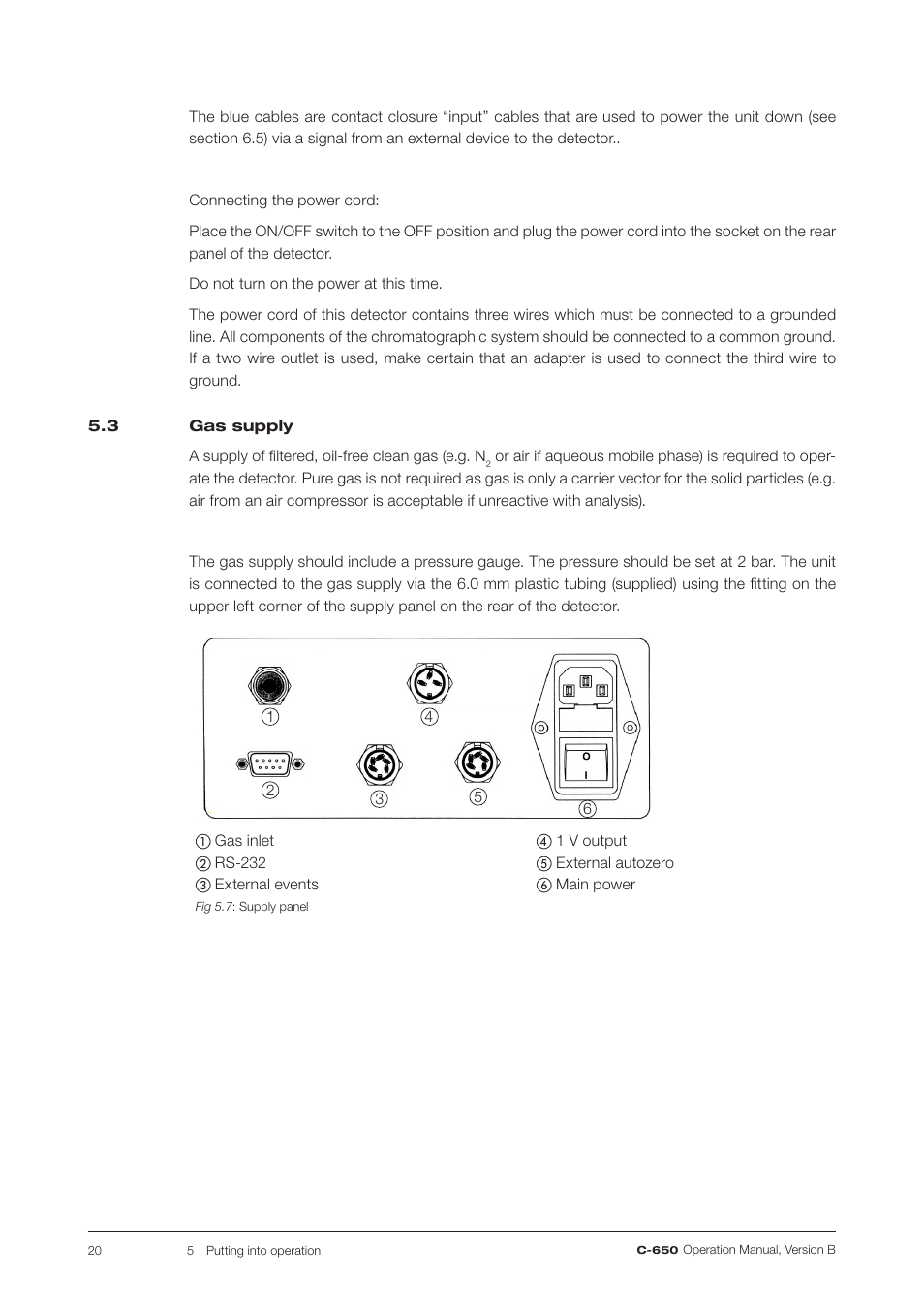3 gas supply | BUCHI ELS Detector C-650 User Manual | Page 20 / 56