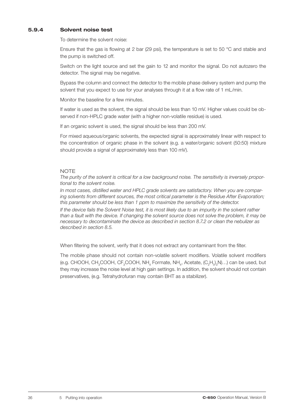 4 solvent noise test | BUCHI ELS Detector C-650 User Manual | Page 36 / 56