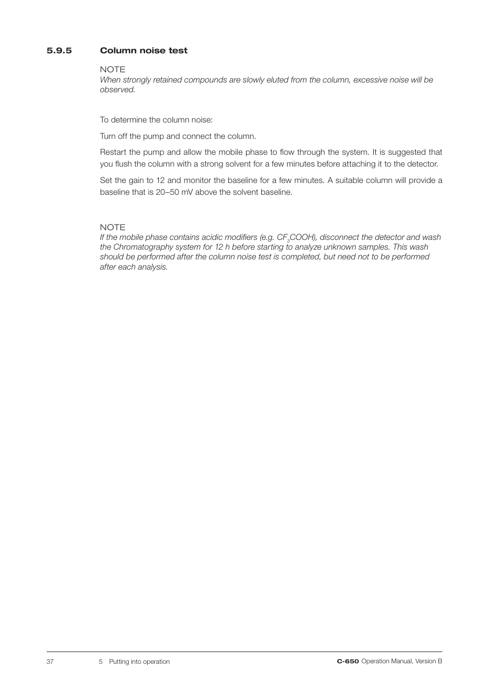 5 column noise test | BUCHI ELS Detector C-650 User Manual | Page 37 / 56