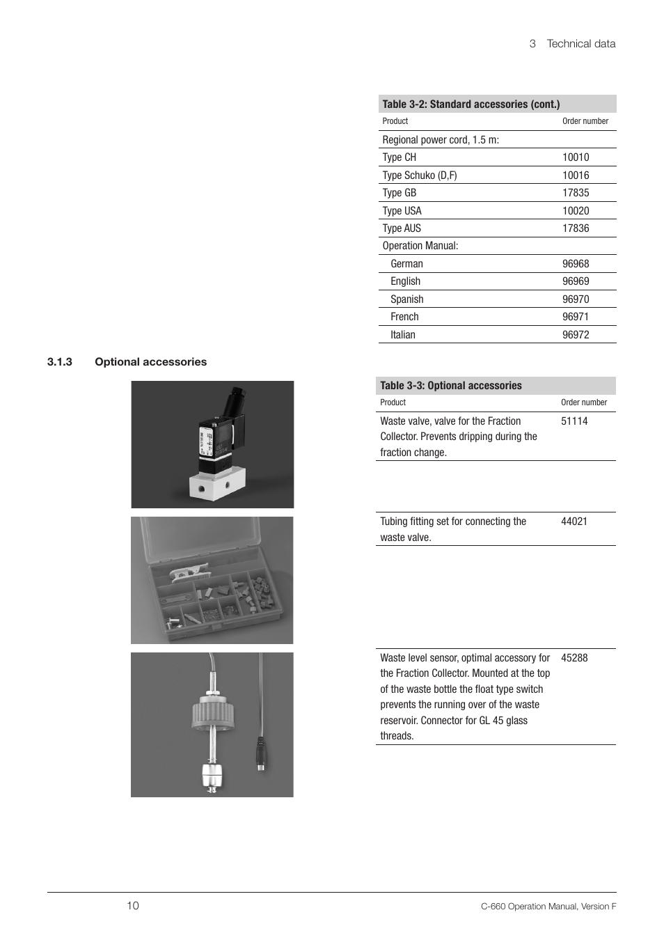 3 optional accessories | BUCHI Fraction Collector C-660 User Manual | Page 10 / 36