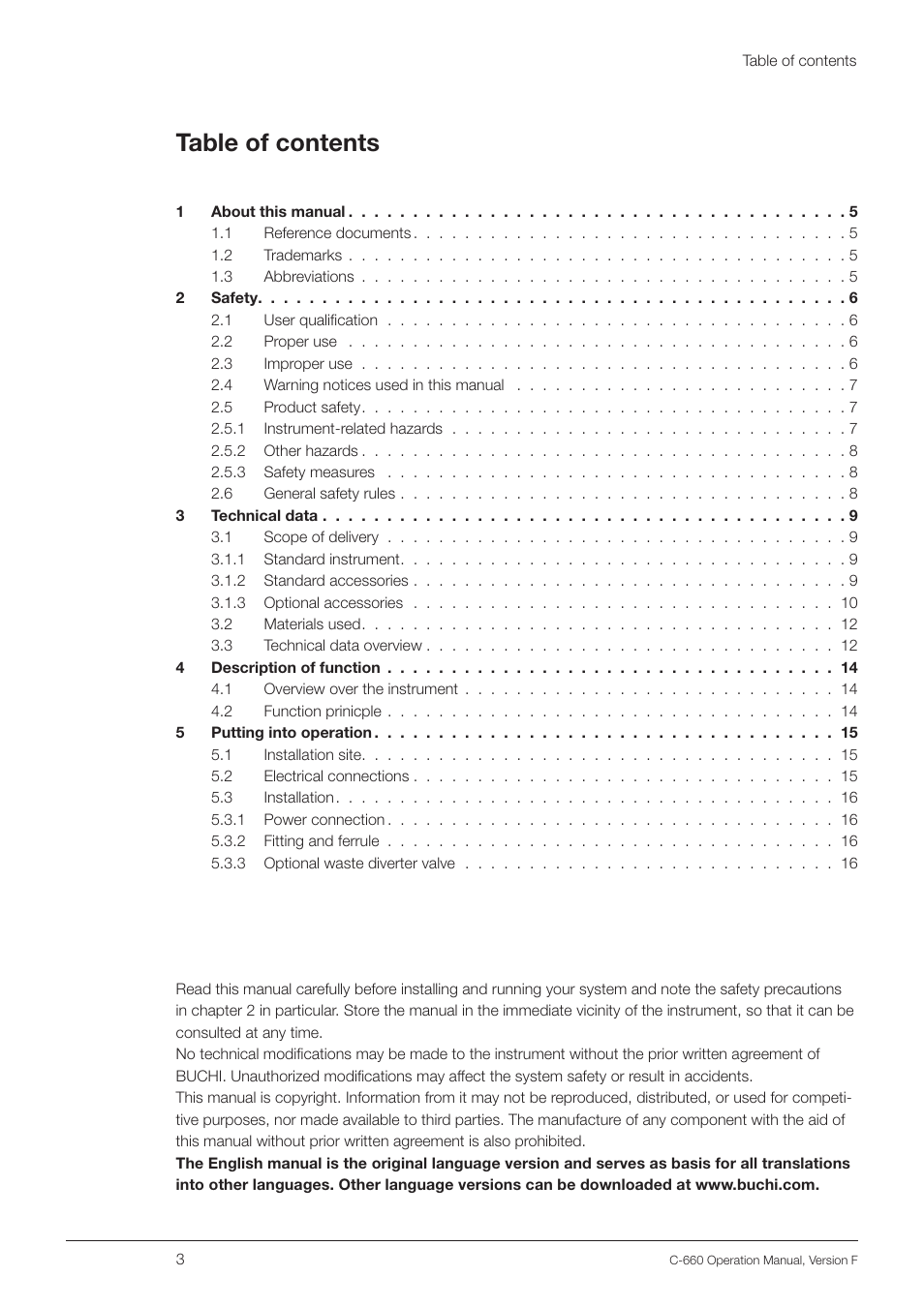 BUCHI Fraction Collector C-660 User Manual | Page 3 / 36