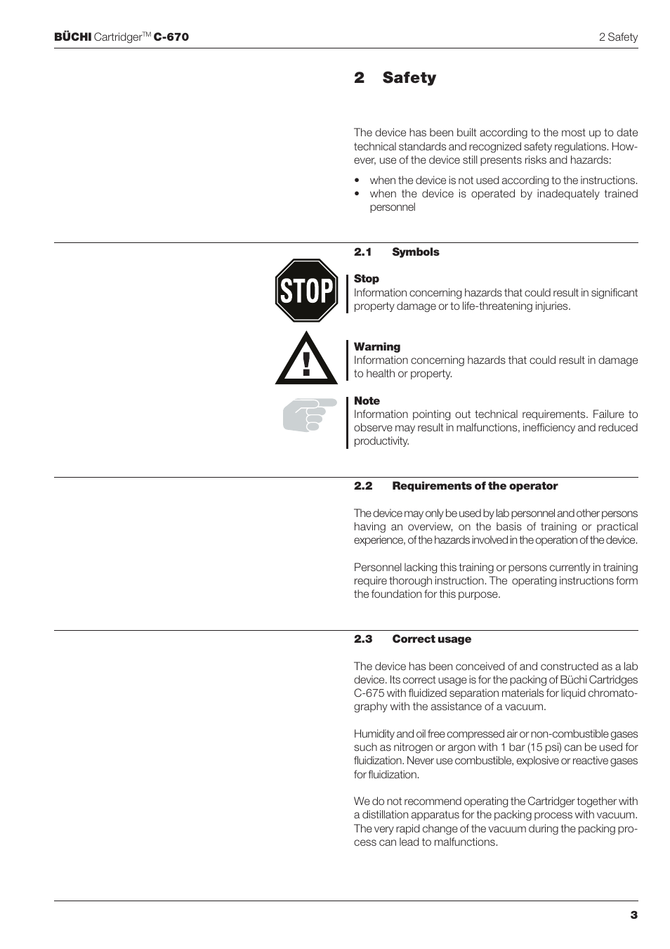 2safety | BUCHI Cartridge C-670 User Manual | Page 5 / 26