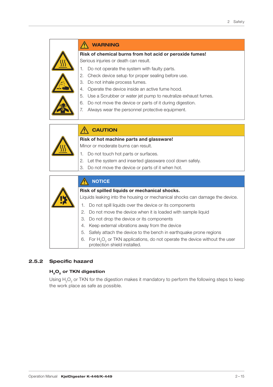 2 specific hazard | BUCHI KjelDigester K-449 User Manual | Page 15 / 74