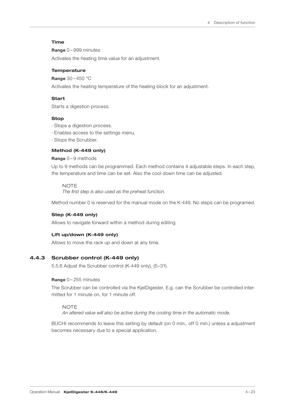 3 scrubber control (k-449 only) | BUCHI KjelDigester K-449 User Manual | Page 23 / 74