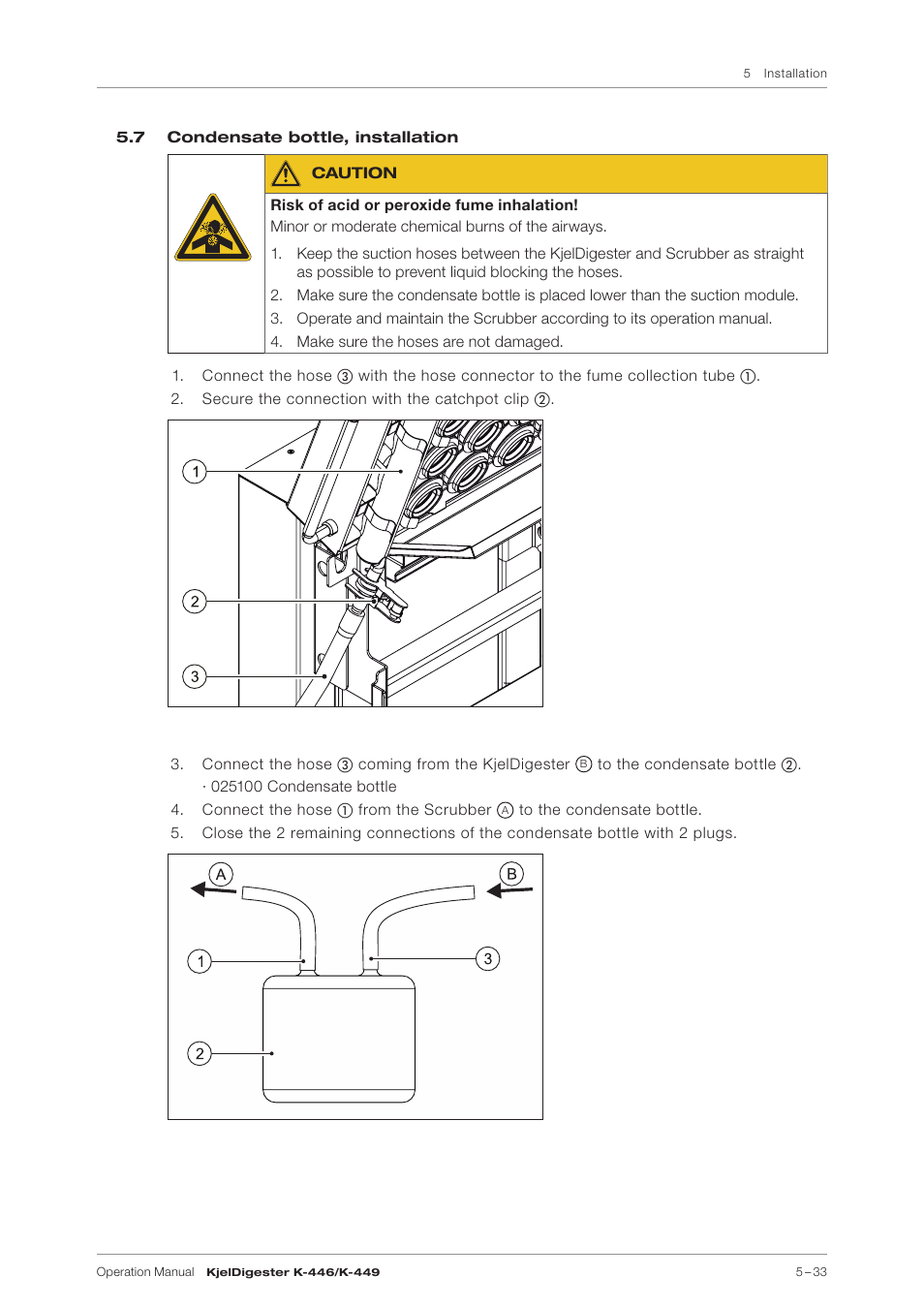 7 condensate bottle, installation | BUCHI KjelDigester K-449 User Manual | Page 33 / 74