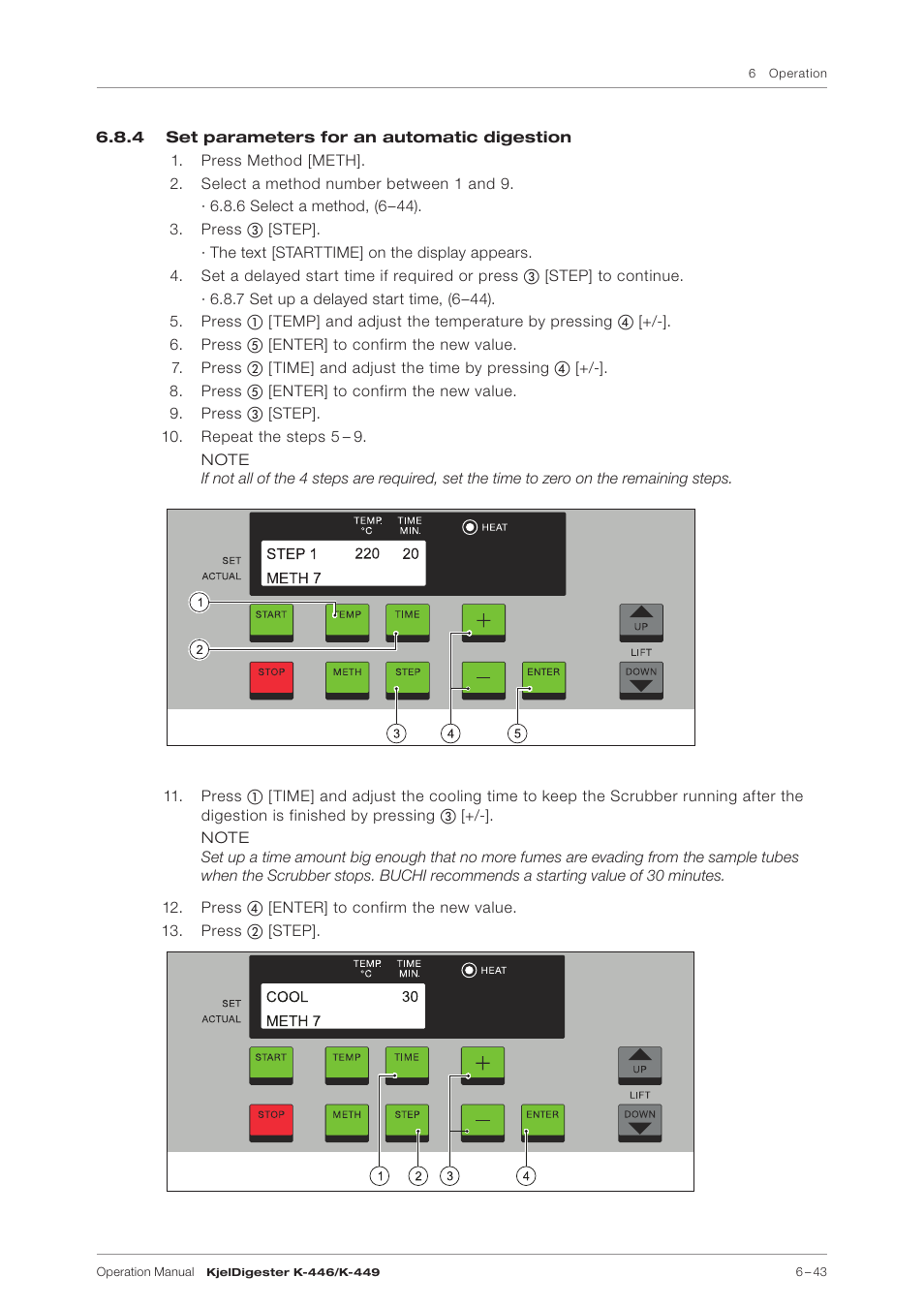 4 set parameters for an automatic digestion | BUCHI KjelDigester K-449 User Manual | Page 43 / 74