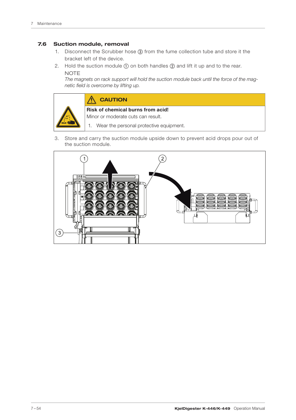 6 suction module, removal | BUCHI KjelDigester K-449 User Manual | Page 54 / 74