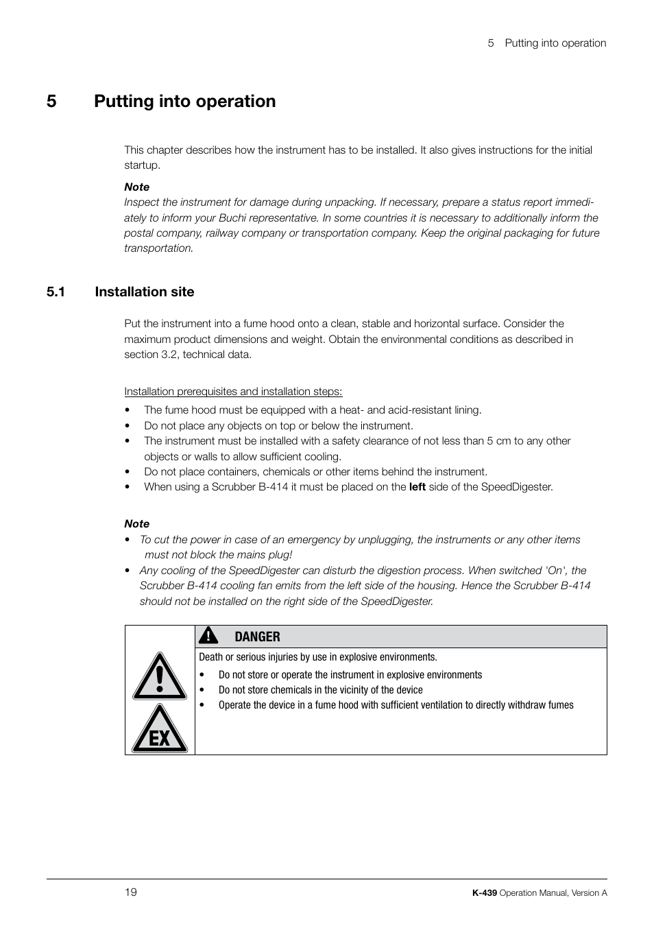 5putting into operation | BUCHI SpeedDigester K-439 User Manual | Page 19 / 70