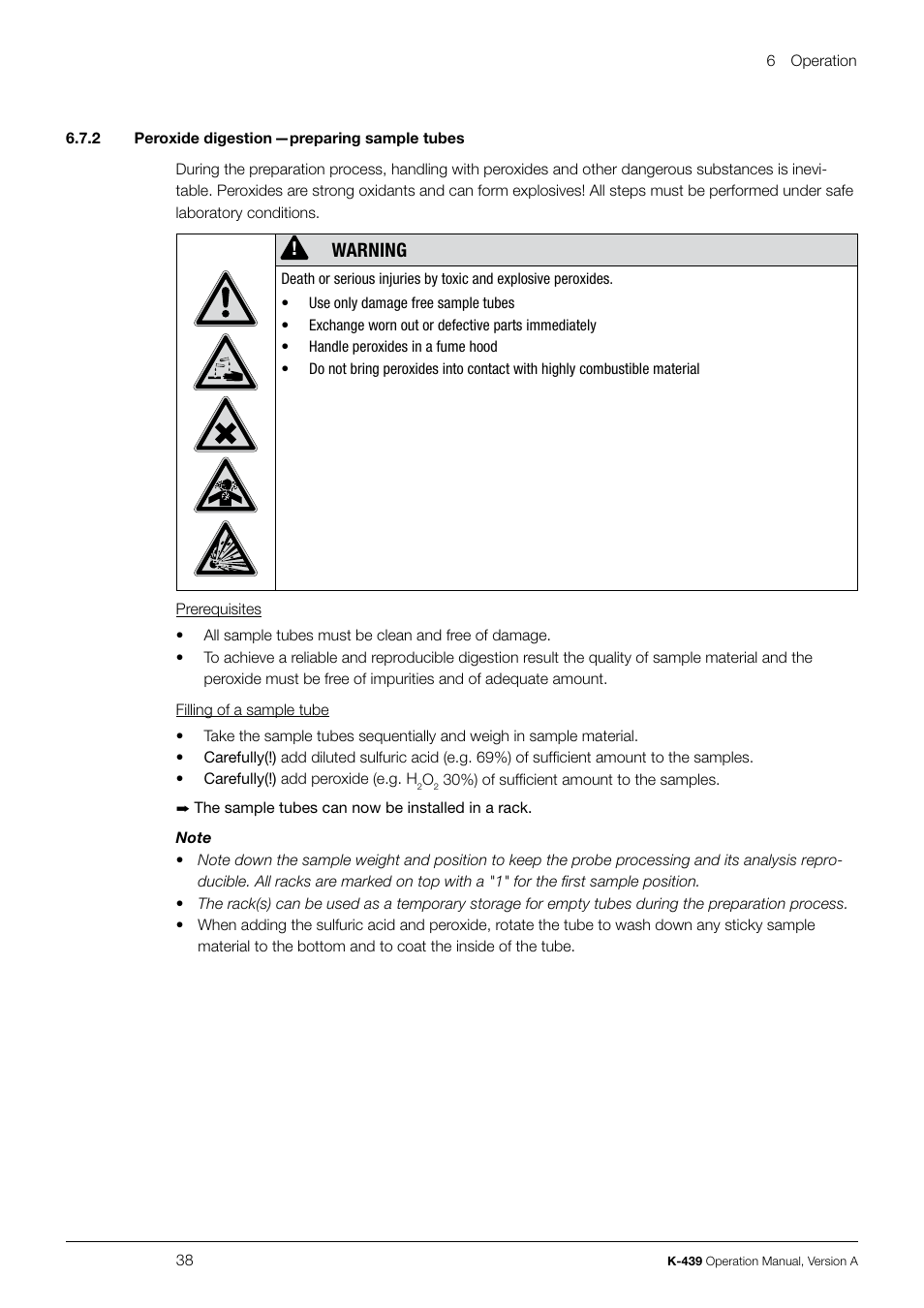 Warning | BUCHI SpeedDigester K-439 User Manual | Page 38 / 70