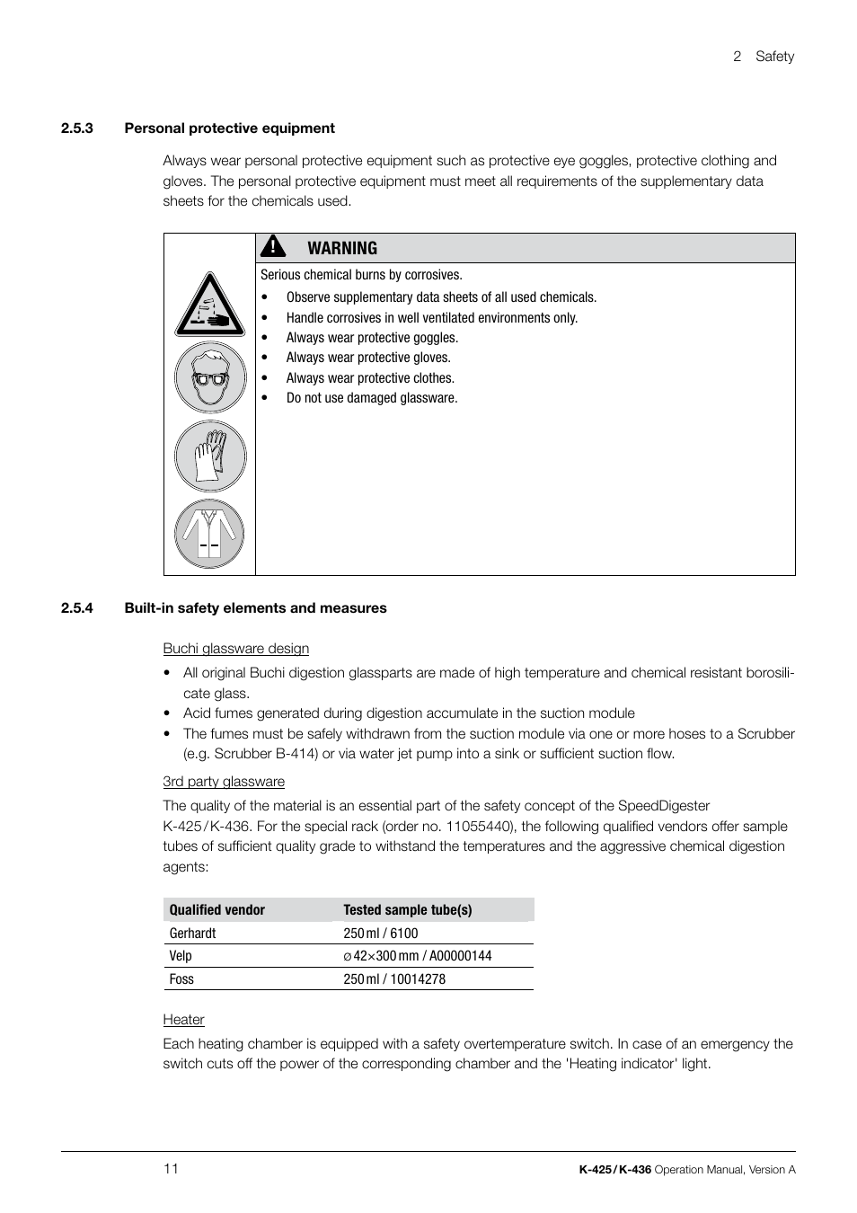 Warning | BUCHI SpeedDigester K-436 User Manual | Page 11 / 58