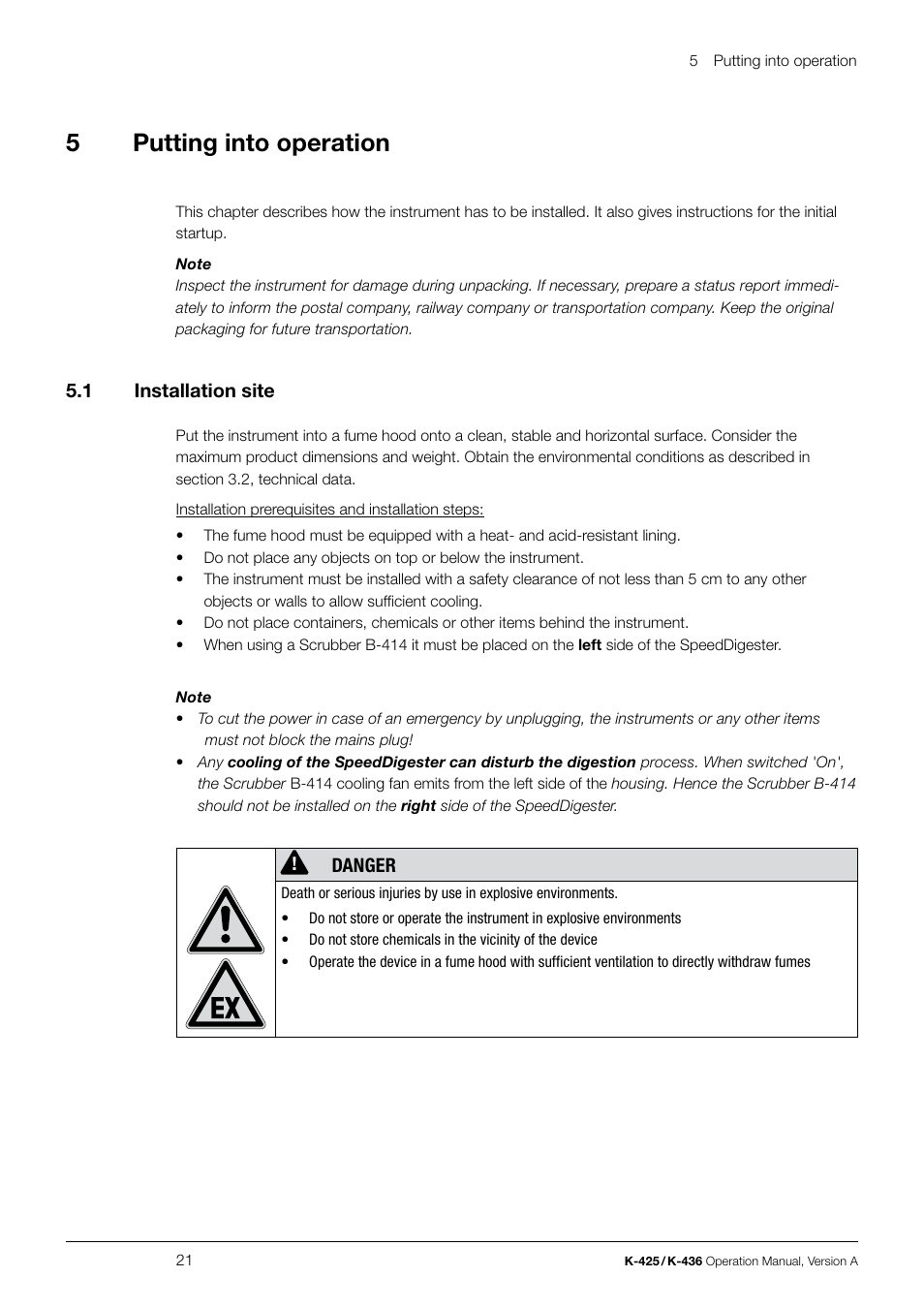 5putting into operation | BUCHI SpeedDigester K-436 User Manual | Page 21 / 58