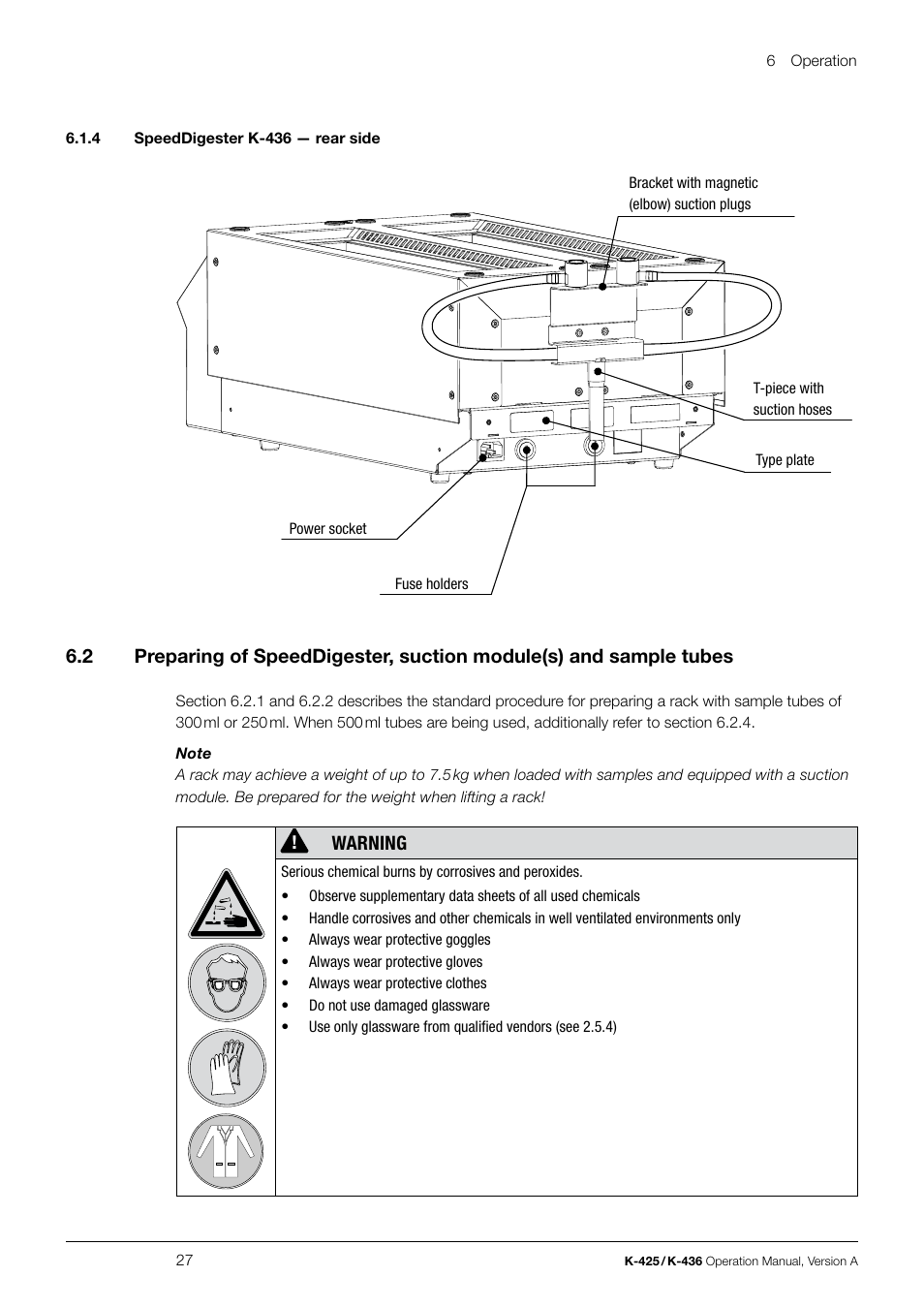 Warning | BUCHI SpeedDigester K-436 User Manual | Page 27 / 58