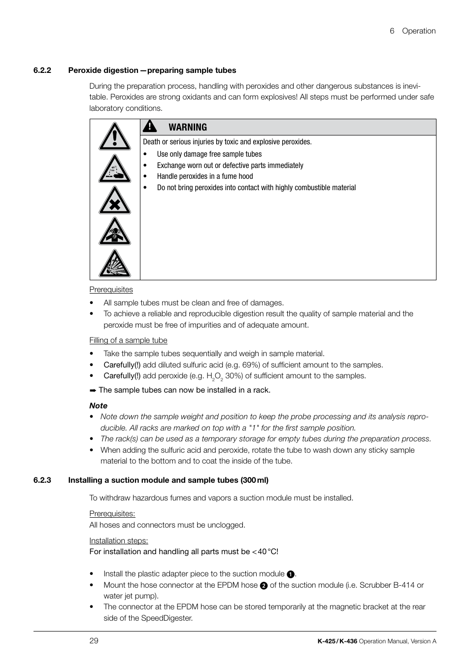 Warning | BUCHI SpeedDigester K-436 User Manual | Page 29 / 58