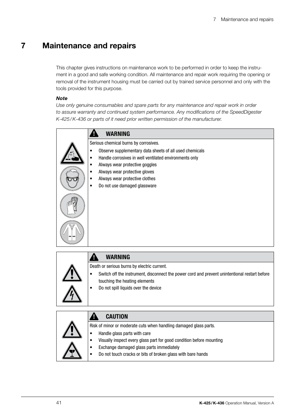 7maintenance and repairs | BUCHI SpeedDigester K-436 User Manual | Page 41 / 58