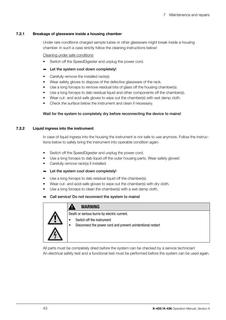 Warning | BUCHI SpeedDigester K-436 User Manual | Page 43 / 58