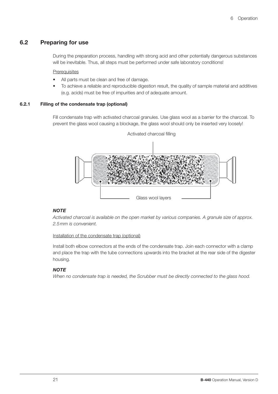 2 preparing for use | BUCHI Wet Digester B-440 User Manual | Page 21 / 42