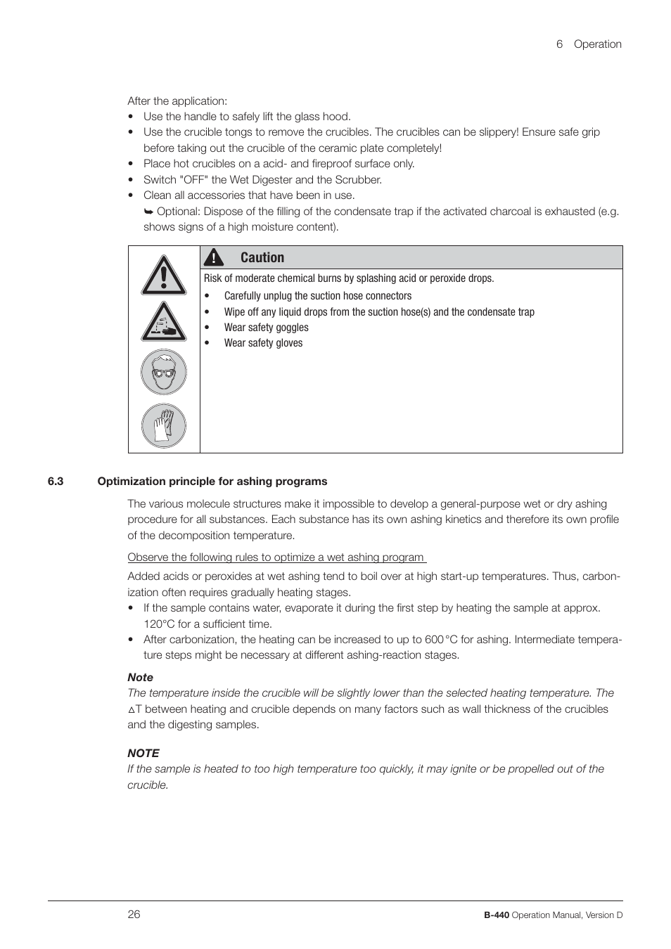 Caution | BUCHI Wet Digester B-440 User Manual | Page 26 / 42