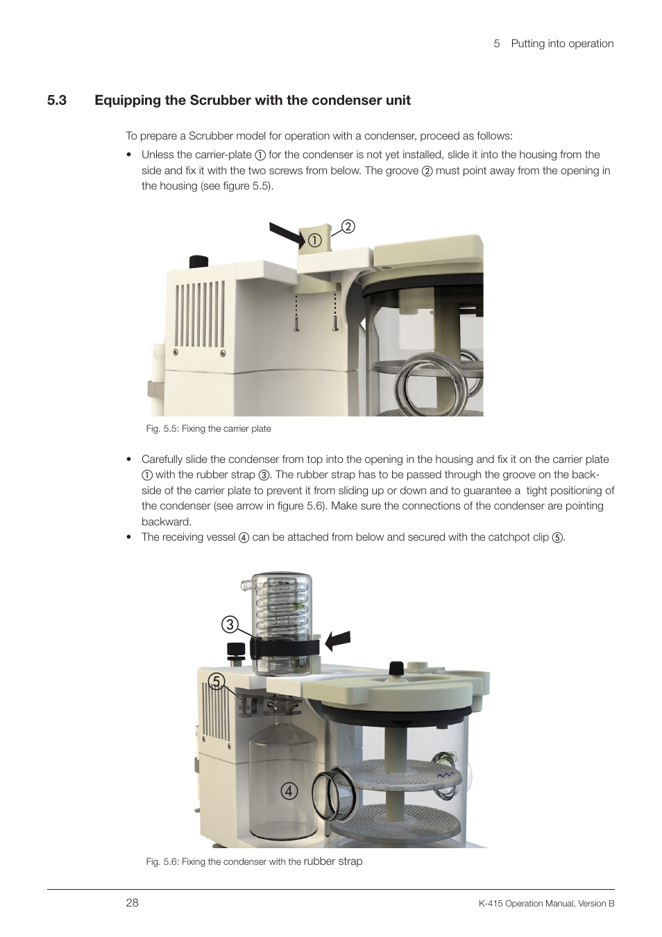 3 equipping the scrubber with the condenser unit, Equipping the scrubber with the condenser unit, ቤብ ቦ | BUCHI Scrubber K-415 User Manual | Page 28 / 60