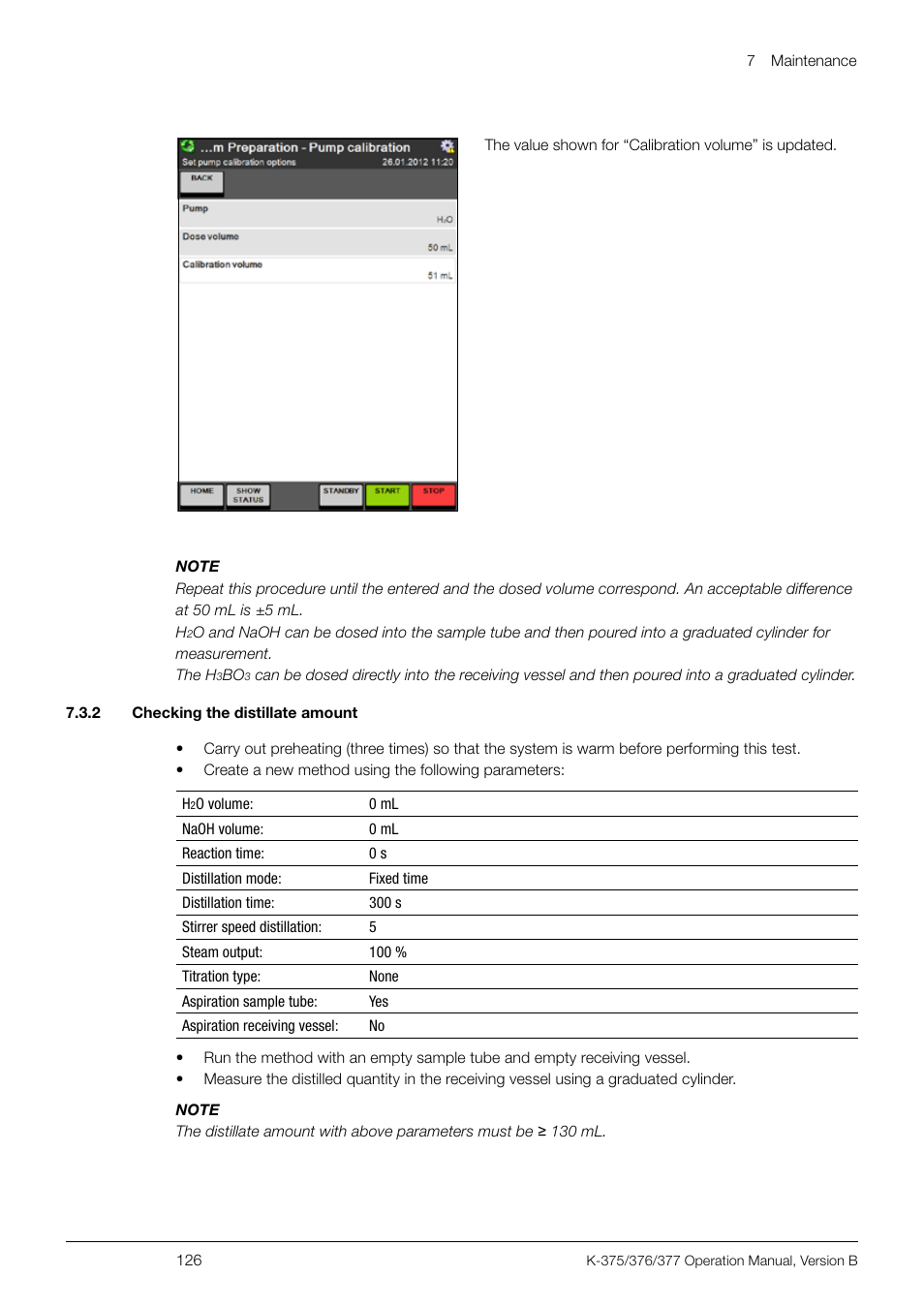 2 checking the distillate amount | BUCHI KjelSampler K-377 User Manual | Page 126 / 160