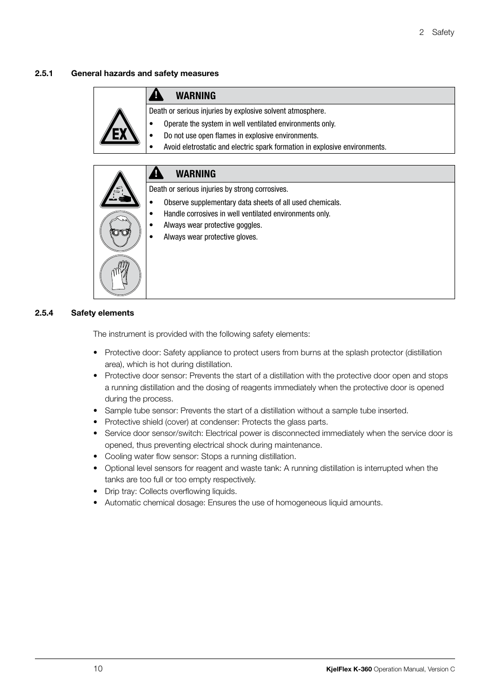 Warning | BUCHI KjelFlex K-360 User Manual | Page 10 / 74