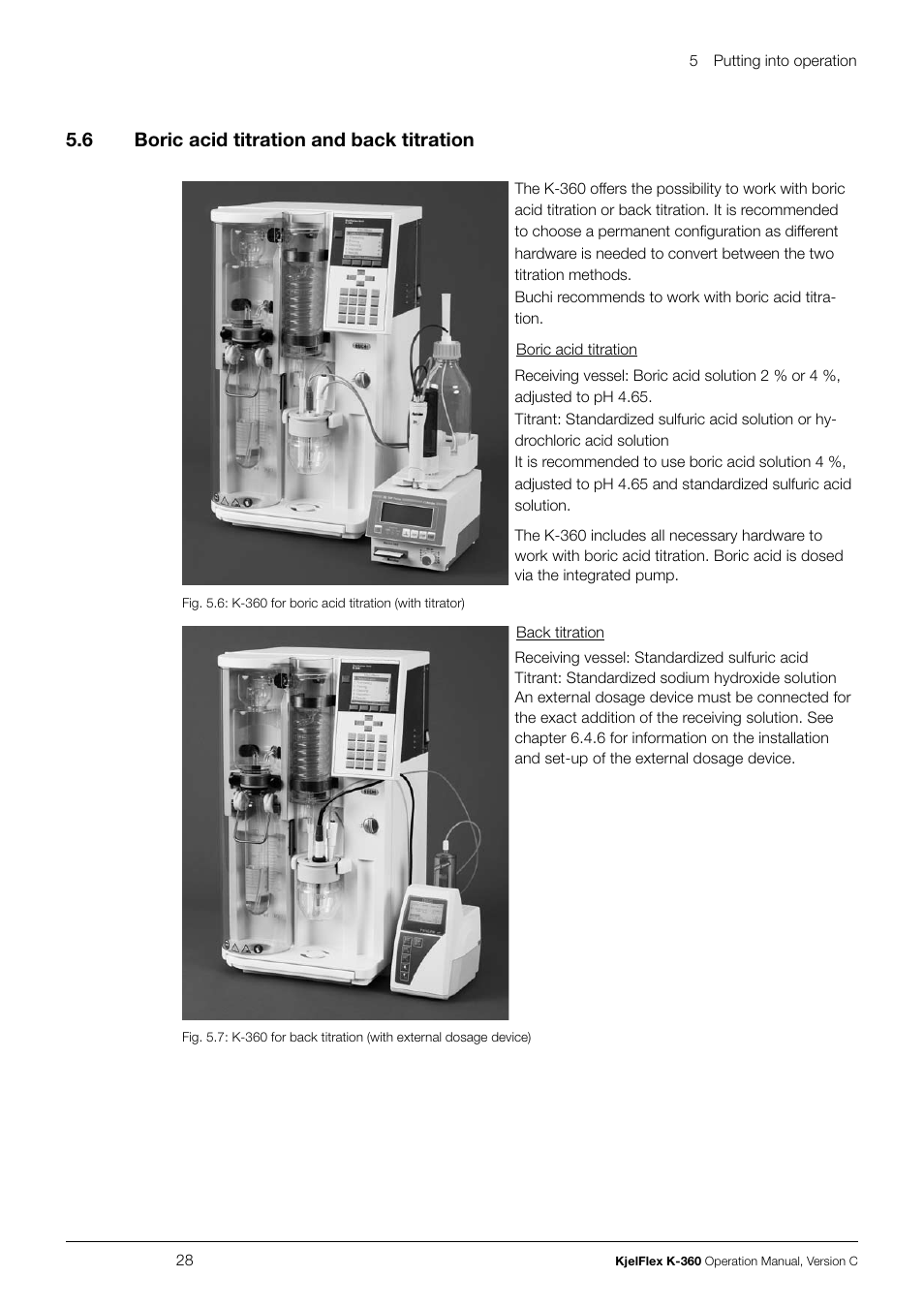 Boric acid titration and back titration, 5 .6 boric acid titration and back titration | BUCHI KjelFlex K-360 User Manual | Page 28 / 74