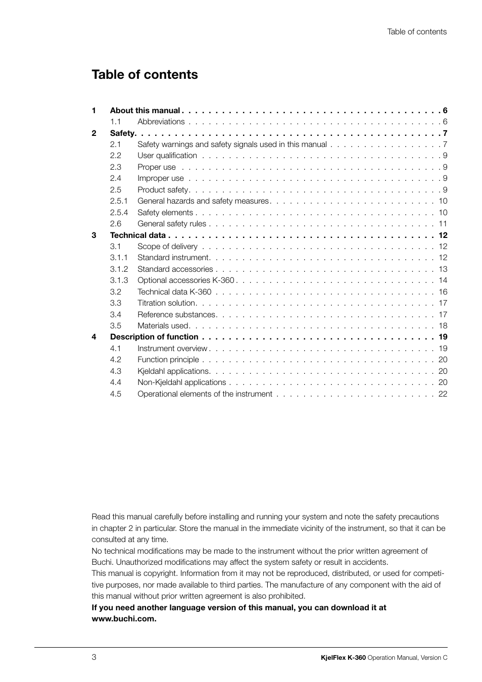 BUCHI KjelFlex K-360 User Manual | Page 3 / 74