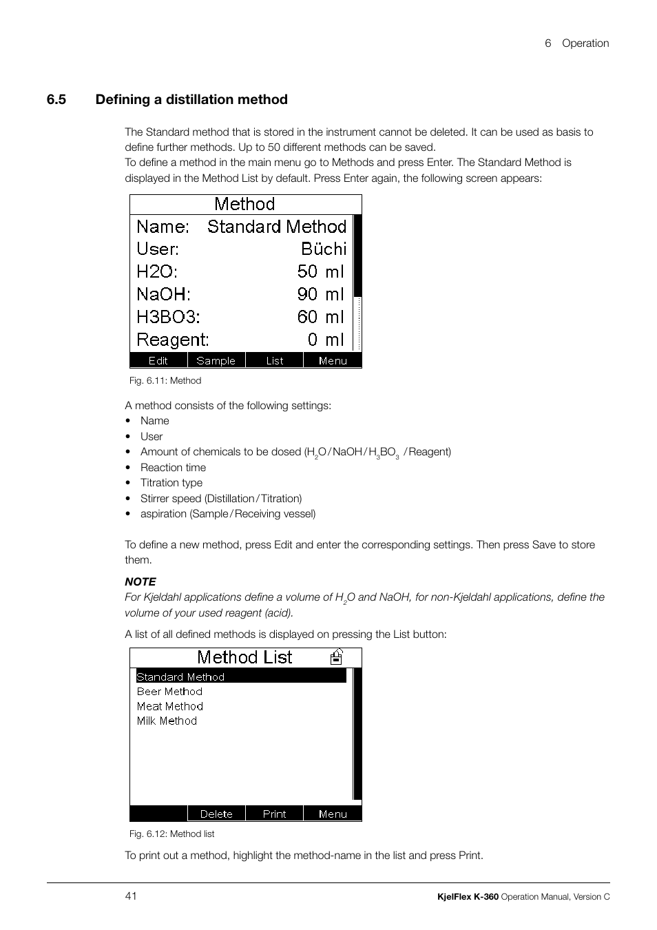 Defining a distillation method, 6 .5 defining a distillation method | BUCHI KjelFlex K-360 User Manual | Page 41 / 74
