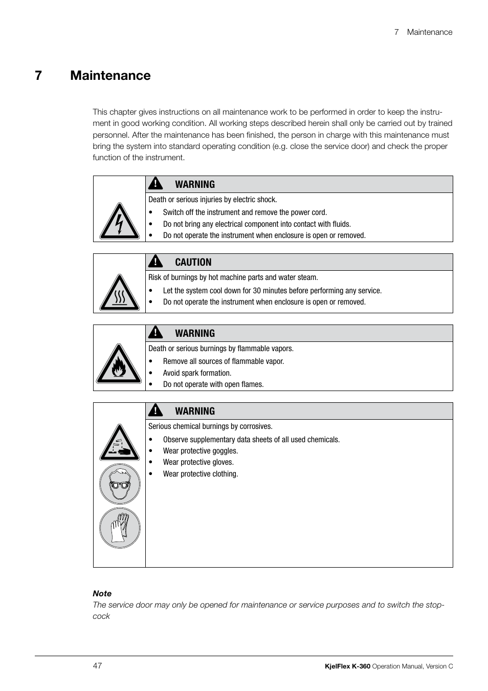 Maintenance, 7maintenance | BUCHI KjelFlex K-360 User Manual | Page 47 / 74