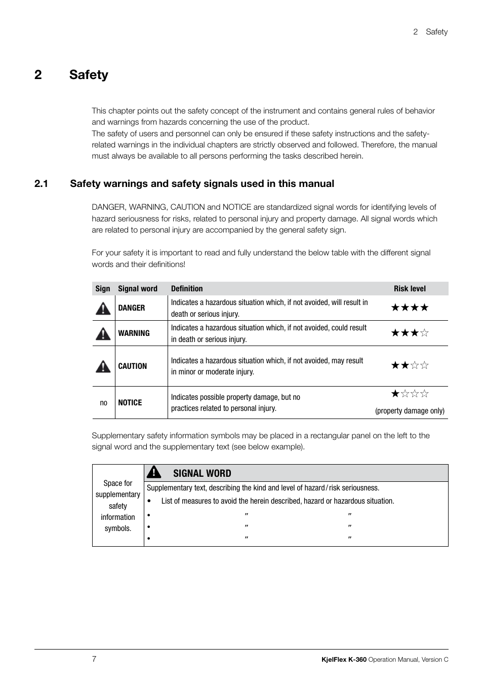 Safety 2.1, 2safety | BUCHI KjelFlex K-360 User Manual | Page 7 / 74