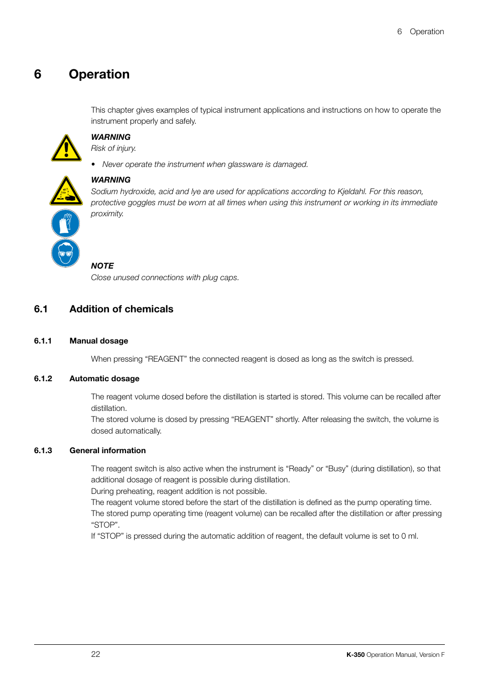 6operation | BUCHI Distillation Unit K-355 User Manual | Page 22 / 36