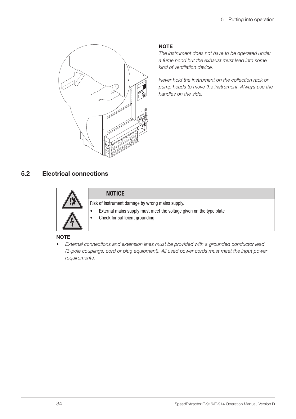 2 electrical connections | BUCHI SpeedExtractor E-916 User Manual | Page 34 / 110