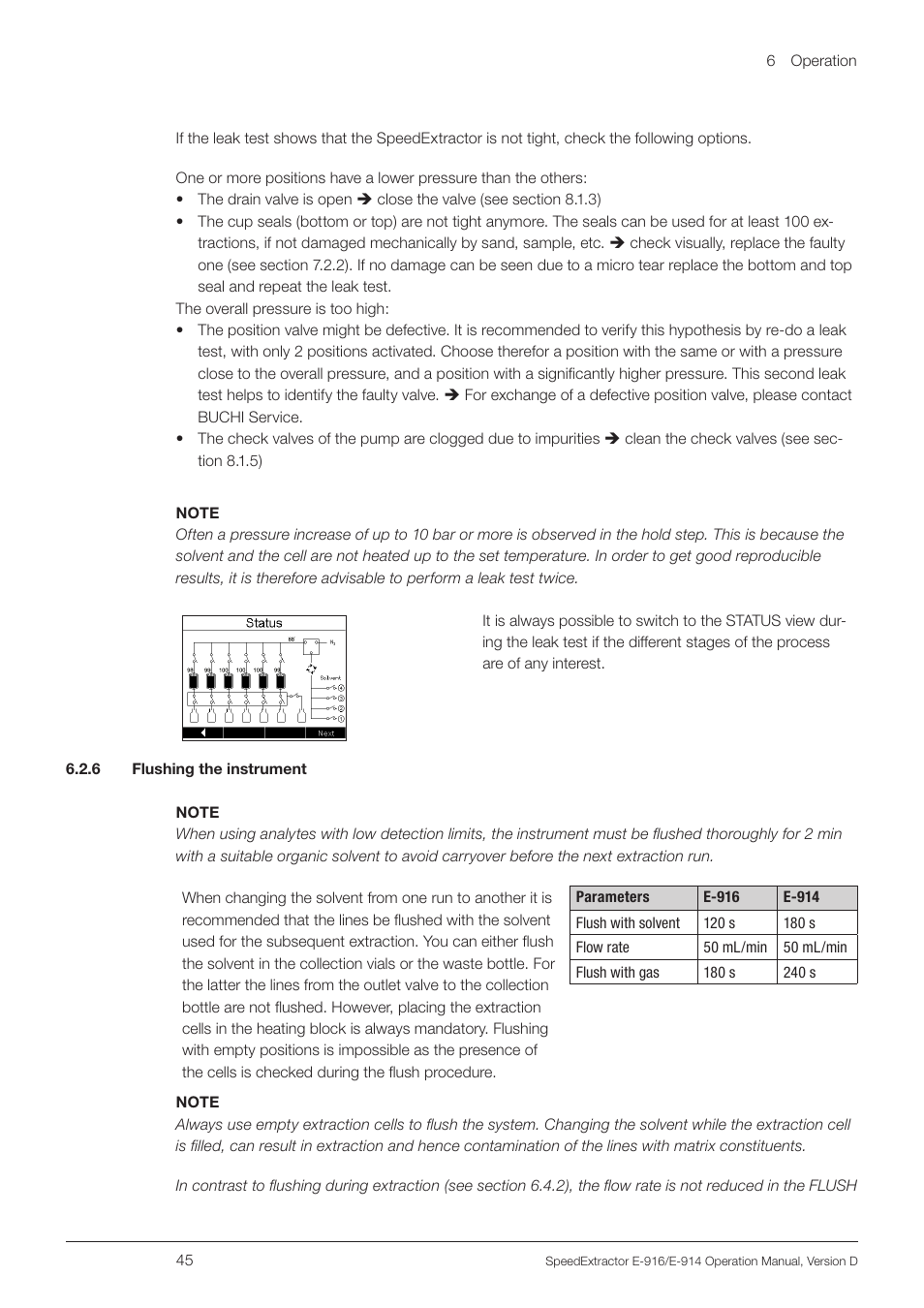 6 flushing the instrument | BUCHI SpeedExtractor E-916 User Manual | Page 45 / 110