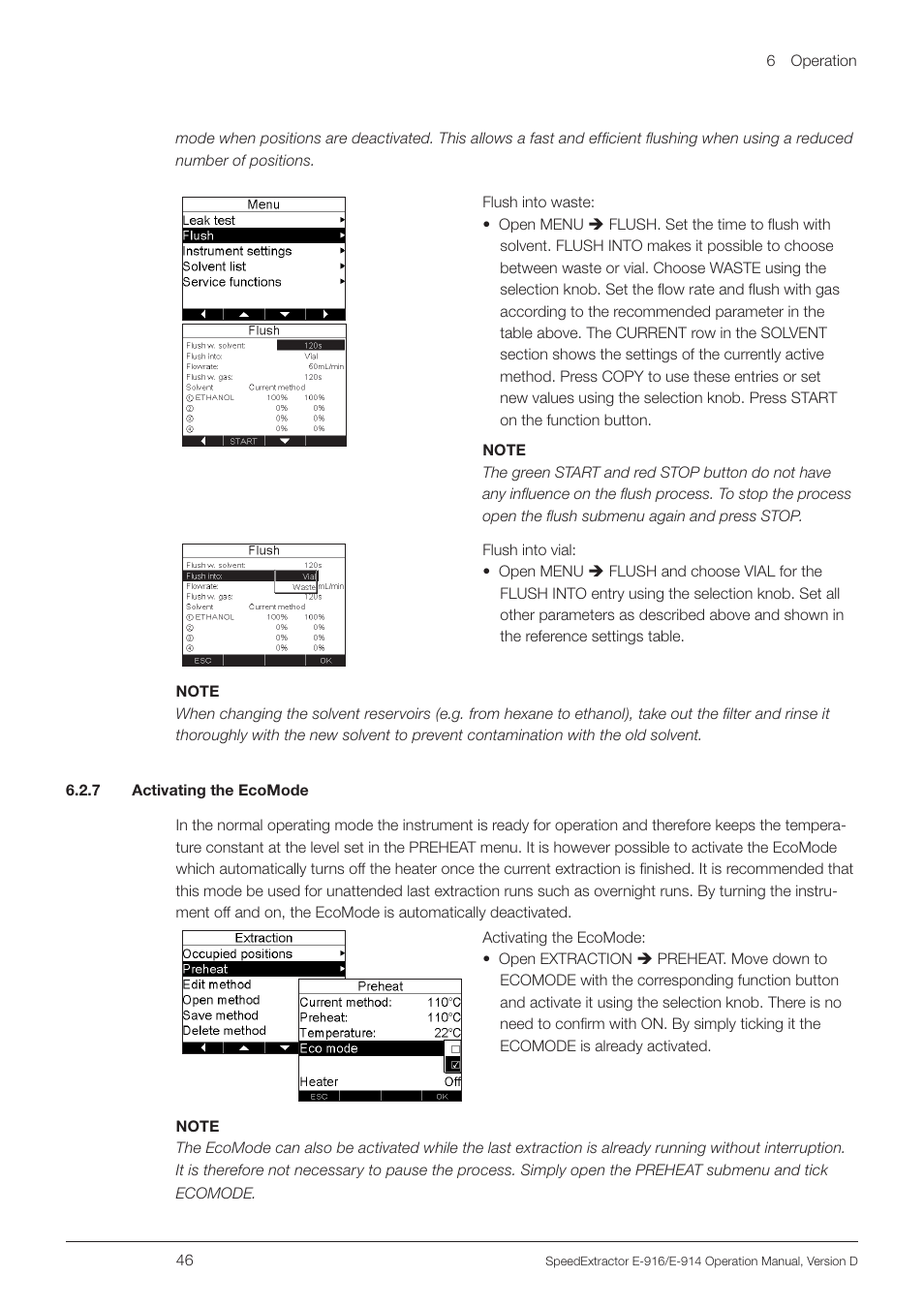 7 activating the ecomode | BUCHI SpeedExtractor E-916 User Manual | Page 46 / 110