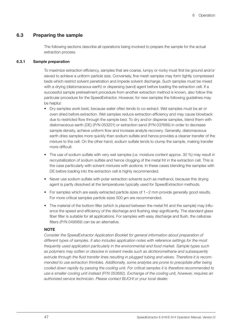 3 preparing the sample, 1 sample preparation | BUCHI SpeedExtractor E-916 User Manual | Page 47 / 110