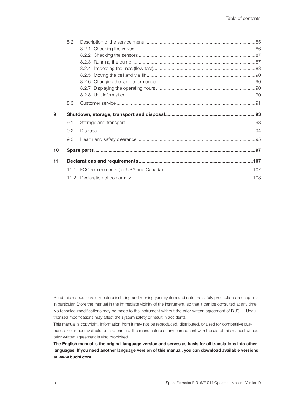 BUCHI SpeedExtractor E-916 User Manual | Page 5 / 110