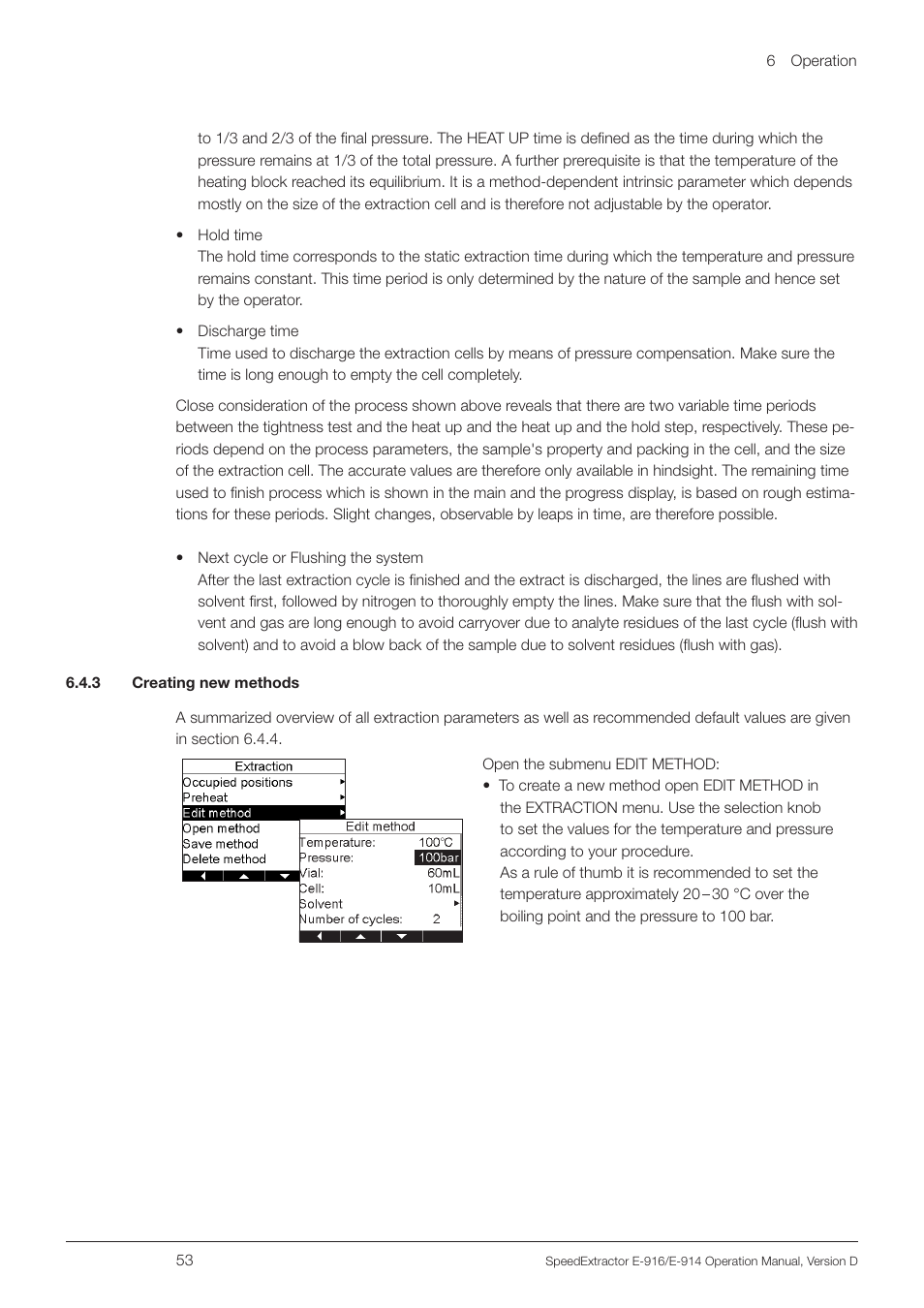 3 creating new methods, Ding the vial change, see section 6.4.3 | BUCHI SpeedExtractor E-916 User Manual | Page 53 / 110