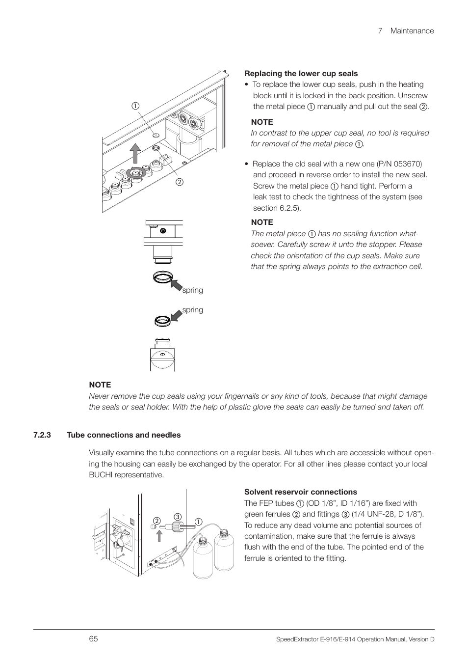 3 tube connections and needles | BUCHI SpeedExtractor E-916 User Manual | Page 65 / 110