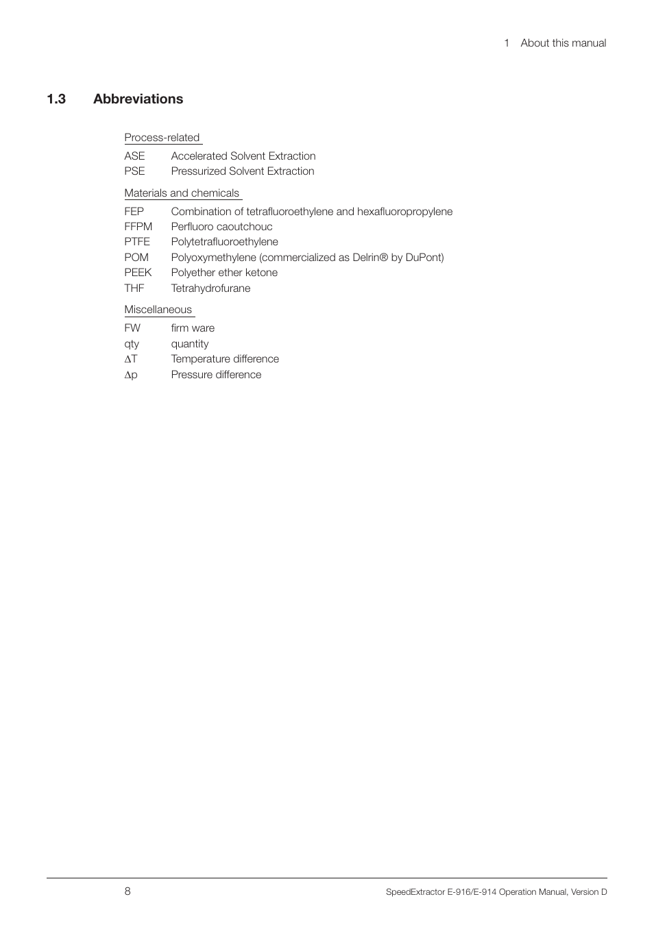 3 abbreviations | BUCHI SpeedExtractor E-916 User Manual | Page 8 / 110