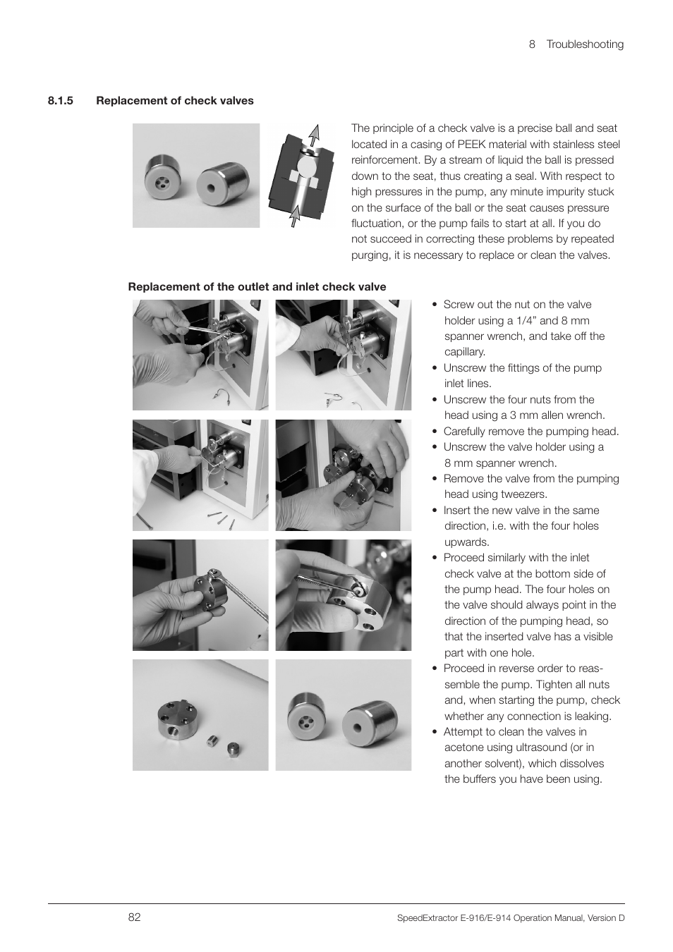 5 replacement of check valves | BUCHI SpeedExtractor E-916 User Manual | Page 82 / 110