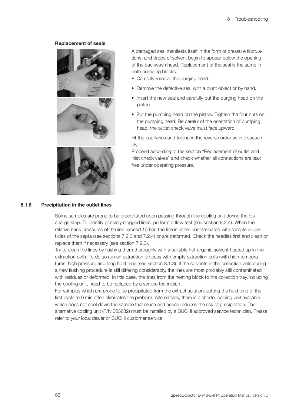 6 precipitation in the outlet lines | BUCHI SpeedExtractor E-916 User Manual | Page 83 / 110