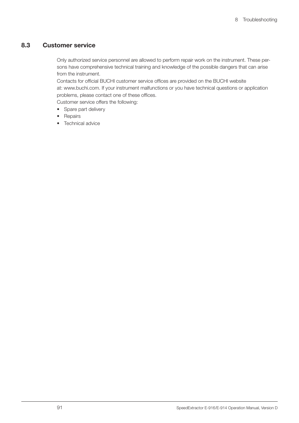 3 customer service | BUCHI SpeedExtractor E-916 User Manual | Page 91 / 110