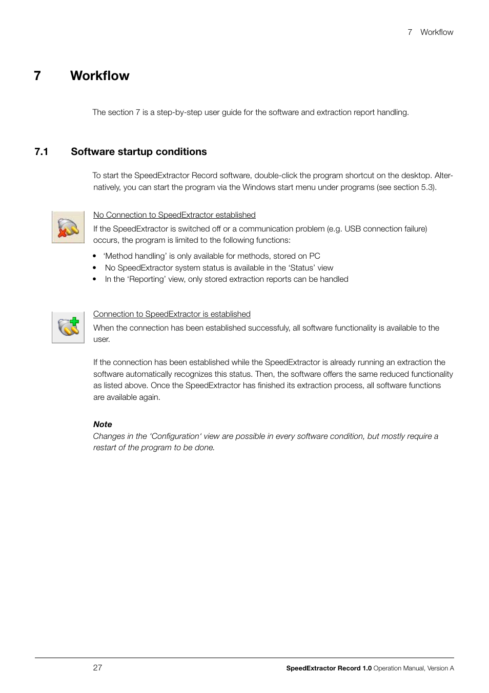 7 workflow, 1 software startup conditions, Workflow 7.1 | Software startup conditions, 7workflow | BUCHI SpeedExtractor E-916 User Manual | Page 27 / 34