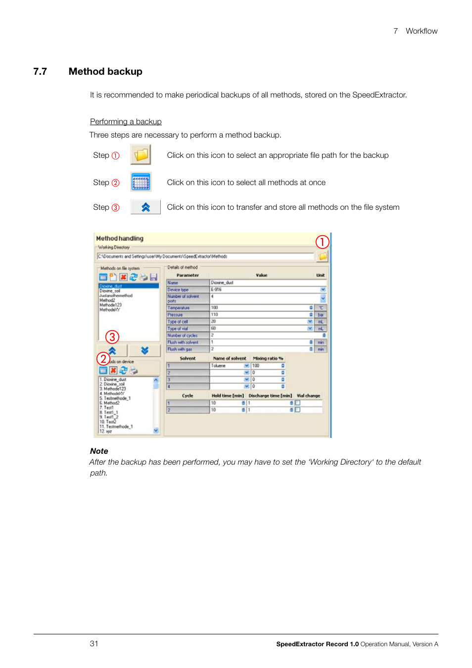 7 method backup, Method backup | BUCHI SpeedExtractor E-916 User Manual | Page 31 / 34